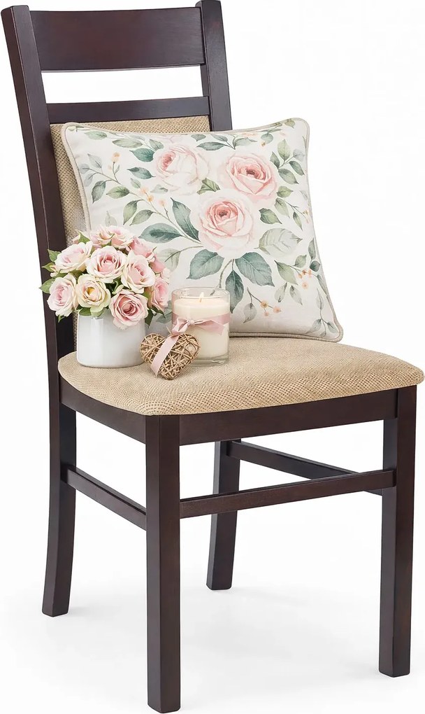 Krzesło drewniane w stylu ciemny klasycznym orzech N5-W34