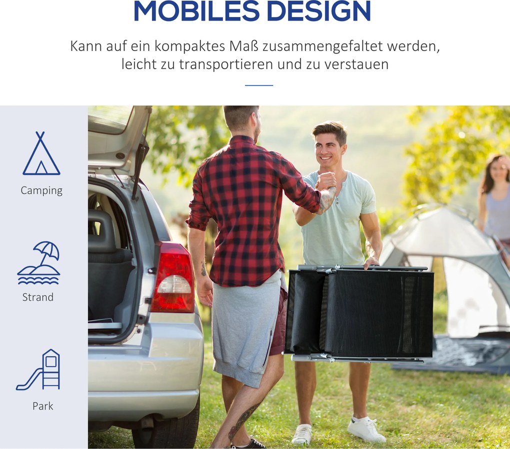 Outsunny Leżak, leżak ogrodowy, składany, regulowany, leżak, meble ogrodowe