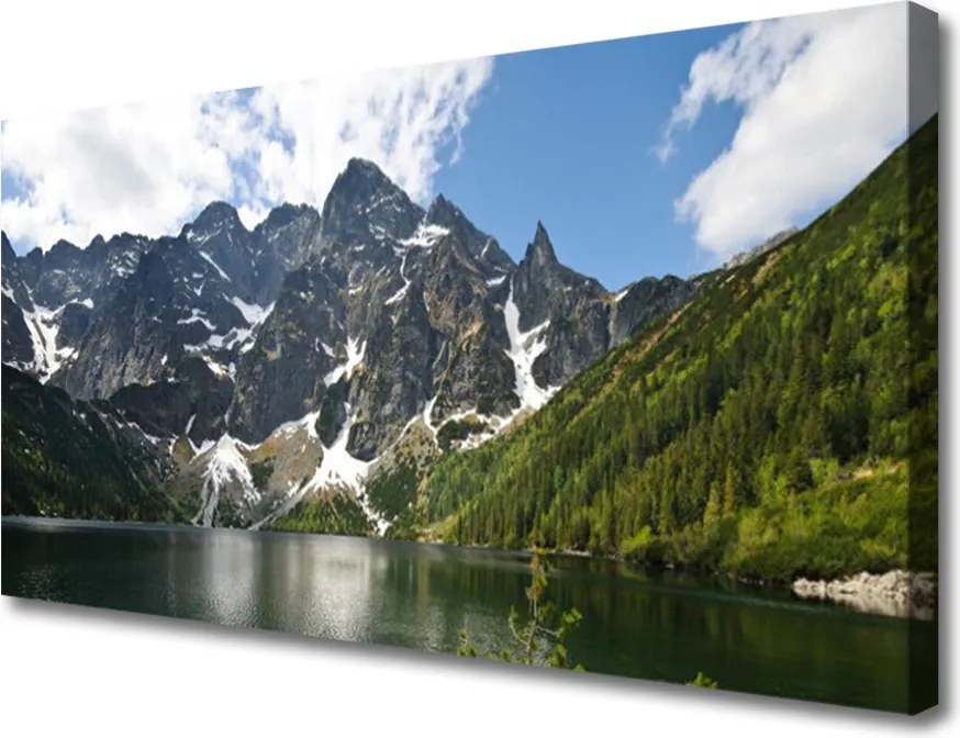 Duży obraz na płótnie Alpejskie Jezioro w Głębi Lasu