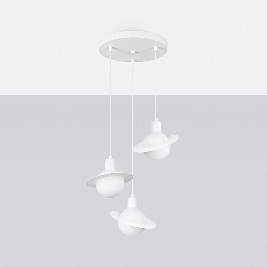 Lampy wiszące nowoczesny Gloxo, stal - 3 źródło światła 4000K - L.32 x H.120 cm - biały