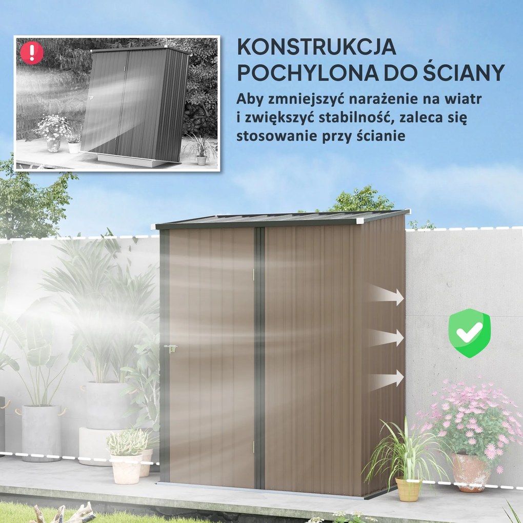Outsunny Metalowa szopa ogrodowa na narzędzia z dachem jednospadowym 134 m² stalowa konstrukcja | Aosom PL