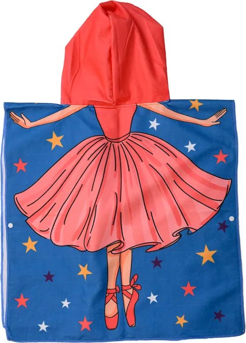 Ponczo dziecięce BALLERINA niebieskie 60 x 90 cm Rozmiar: 60 x 90 cm