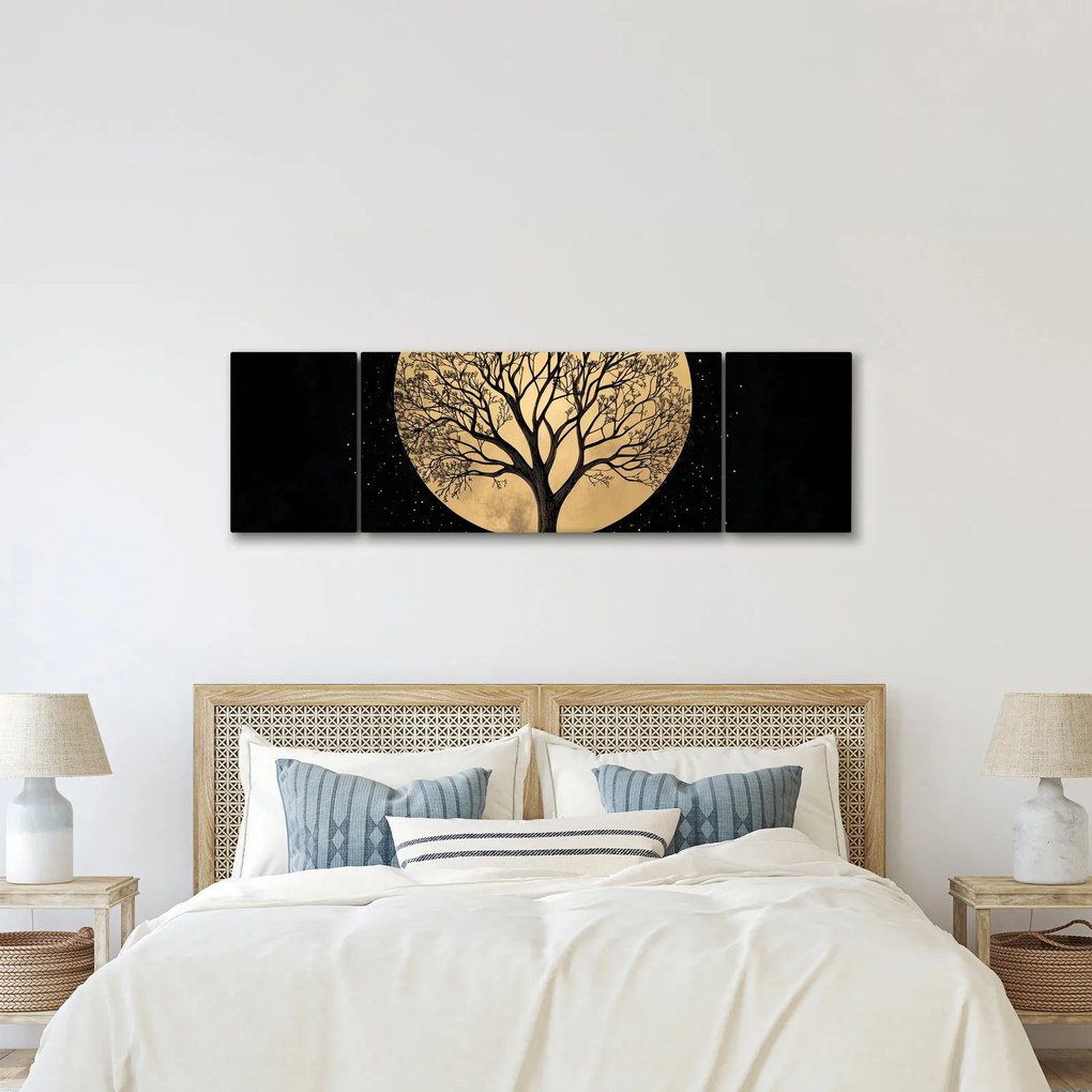 Obraz – Drzewo w złotej pełni księżyca I. (170x50 cm)