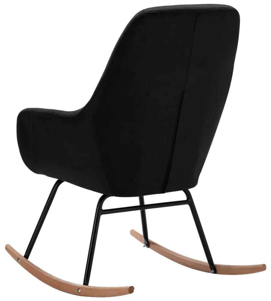Tapicerowany, czarny fotel bujany R1-R66