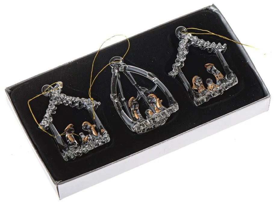 Szklane ozdoby świąteczne zestaw 3 szt. 8,5 cm Betlehem – Dakls