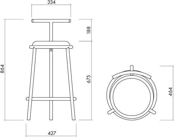 Bordowy metalowy hoker (wysokość siedziska 68 cm) Hogo – noo.ma