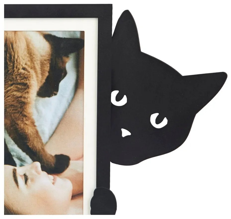 Czarna metalowa ramka stojąca 31x19,5 cm Hidden Cat – Balvi