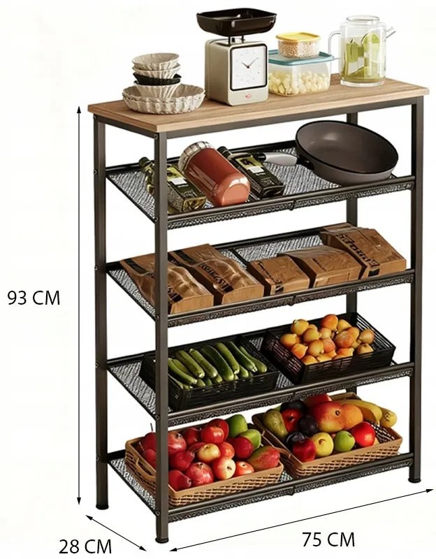 Regał szafka kuchenna jasny brąz industrialny drewno retro półka loft 75 cm