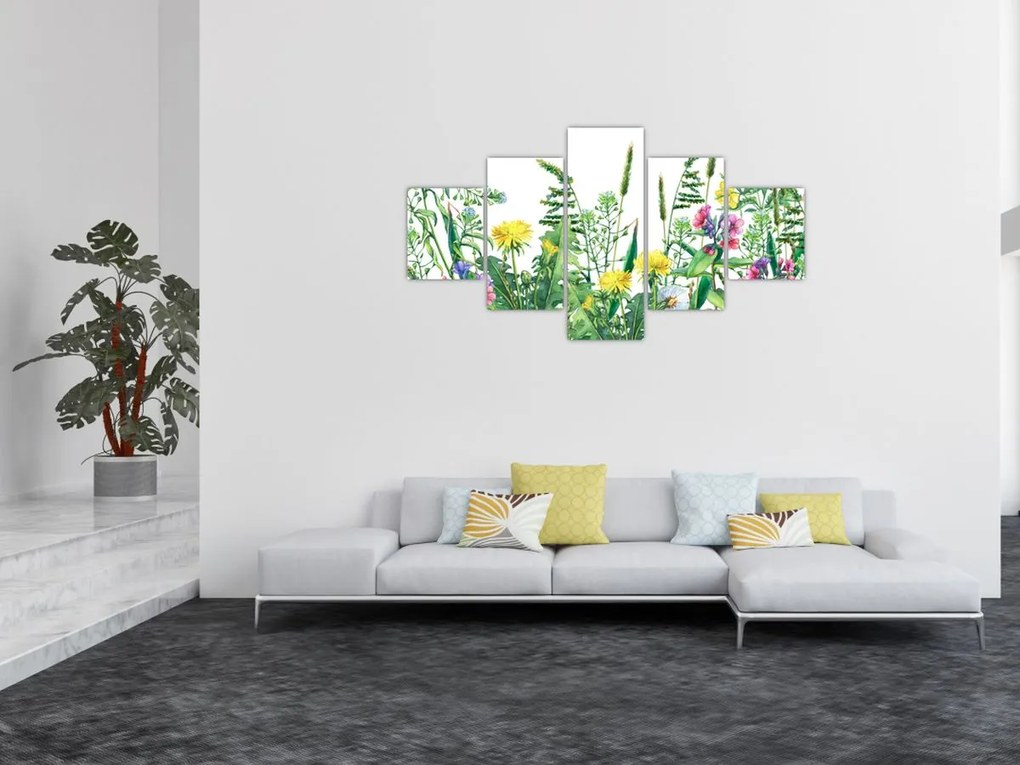 Obraz - Malowane kwiaty łąkowe (125x70 cm)
