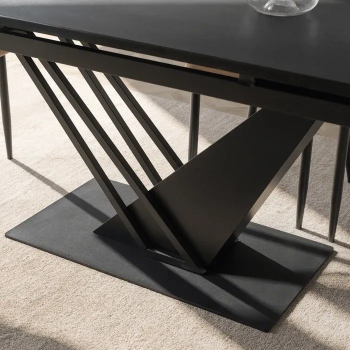 Stół Rozkładany Prostokątny REX 160-220 cm Czarny do Jadalni Loft