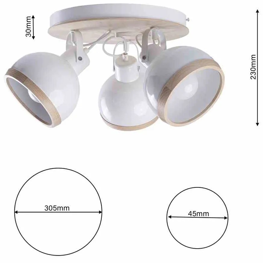 Lampa sufitowa OVAL WHITE 3xE27 na kole