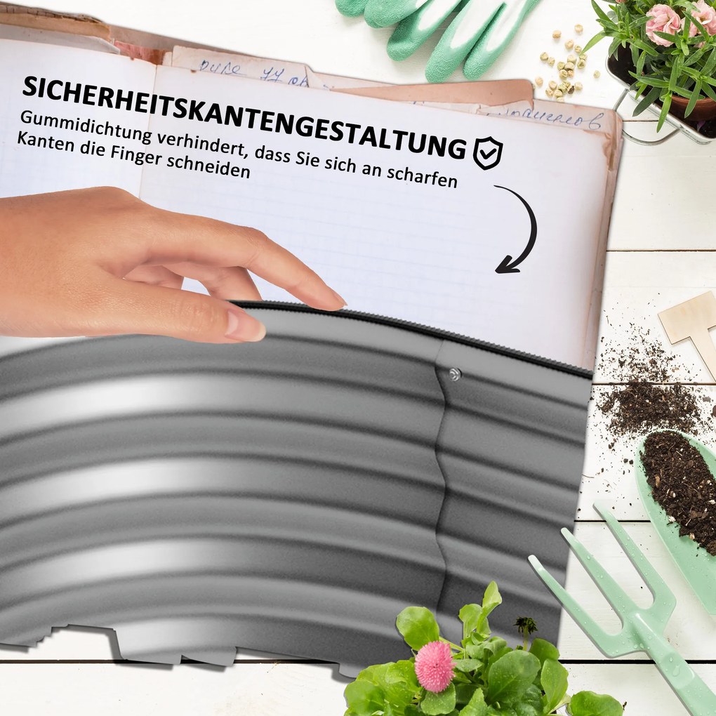 Outsunny Hochbeet Donica Warzywna, modularne łóżko wysokie, zabezpieczone krawędzie, design bez dna, 105 x 62 x 30 cm, Srebrny