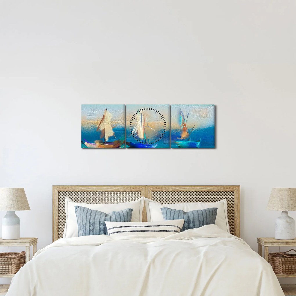 Obraz - Malarstwo krajobrazowe, malarstwo (z zegarem) (90x30 cm)