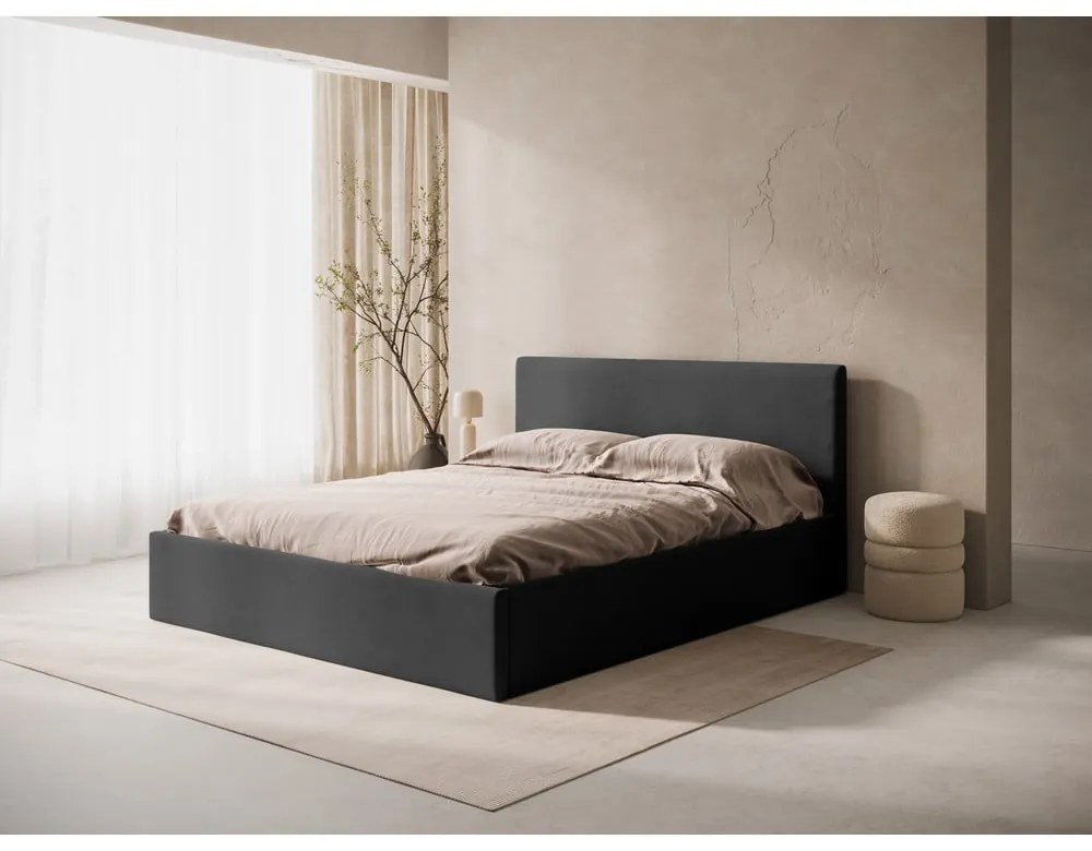 Antracytowy tapicerowany zagłówek 210,5x100 cm Remo – Micadoni
