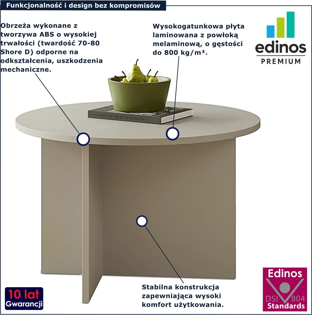 Kaszmirowy okrągły minimalistyczny stolik R1-W60