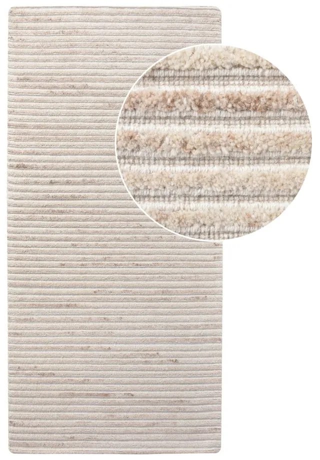 Kremowy wełniany chodnik tkany ręcznie 80x180 cm Mango – House Nordic