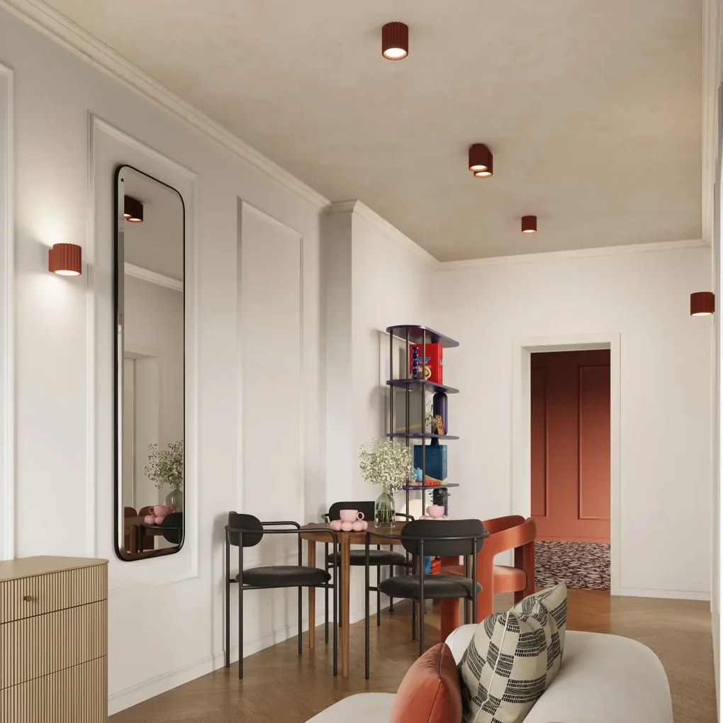 Plafon dwupunktowy AURA 2 ochra czerwona GU10 ryflowany SOLLUX LIGHTING
