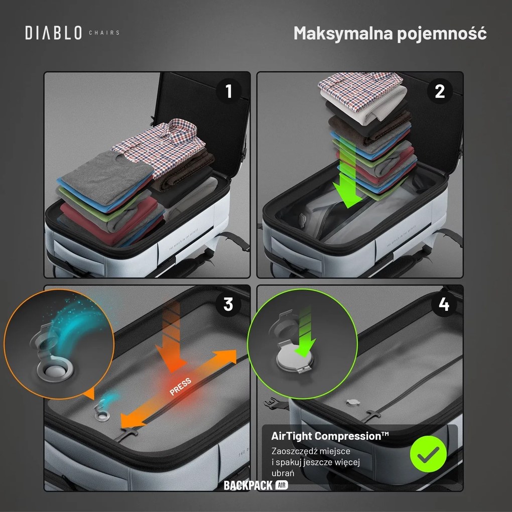 Plecak wielofunkcyjny próżniowy Diablo Backpack Air szary
