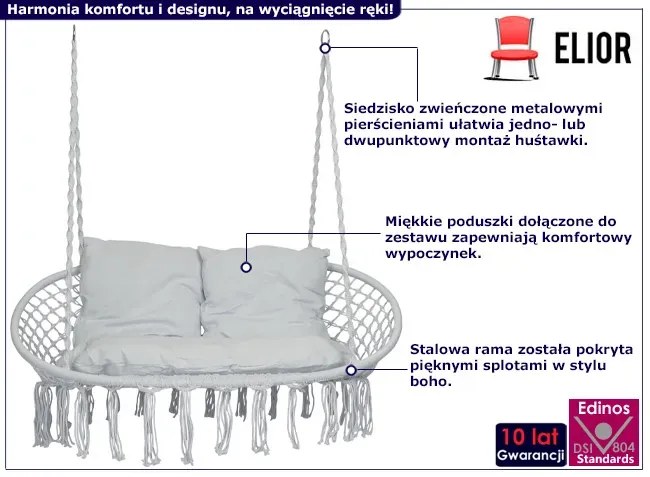 Huśtawka podwójna bocianie gniazdo na balkon D7-N26