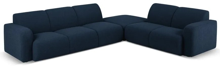 Ciemnoniebieski narożnik z materiału bouclé (prawostronny) Molino – Micadoni Home