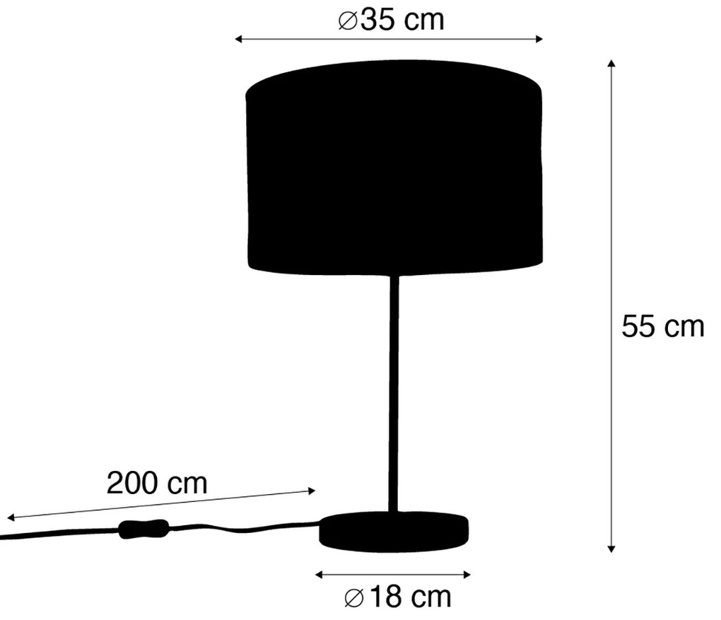 Lampa stołowa mosiężna z aksamitnym abażurem zielonym 35 cm - Kaso klasyczny/Antyczny Oswietlenie wewnetrzne