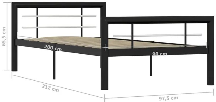 Czarne metalowe łózko w stylu loftowym 90 x 200 cm S1-T12