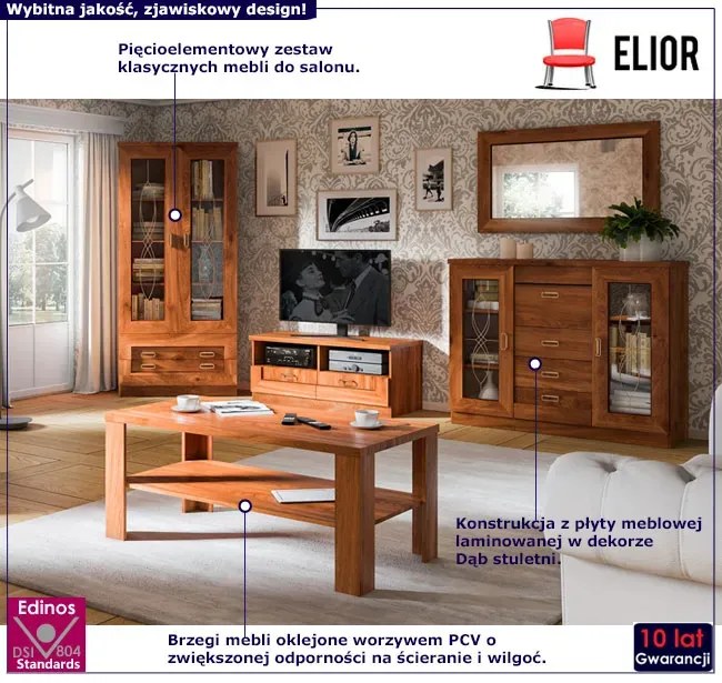 Komplet mebli do salonu w kolorze dąb stuletni - Lorines 5S