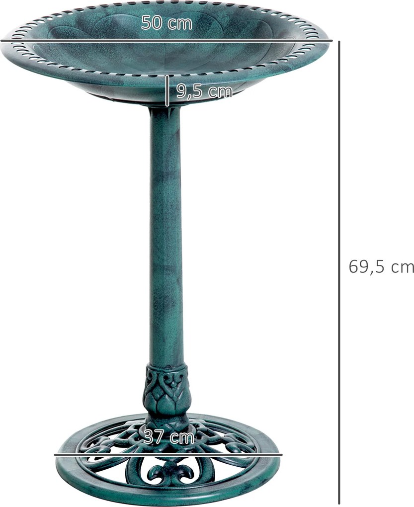 Outsunny Karmnik dla Ptaków z Podstawką Zielony Fontanna dla Ptaków Wysokość 69.5cm do Ogrodu Balkonu | Aosom PL