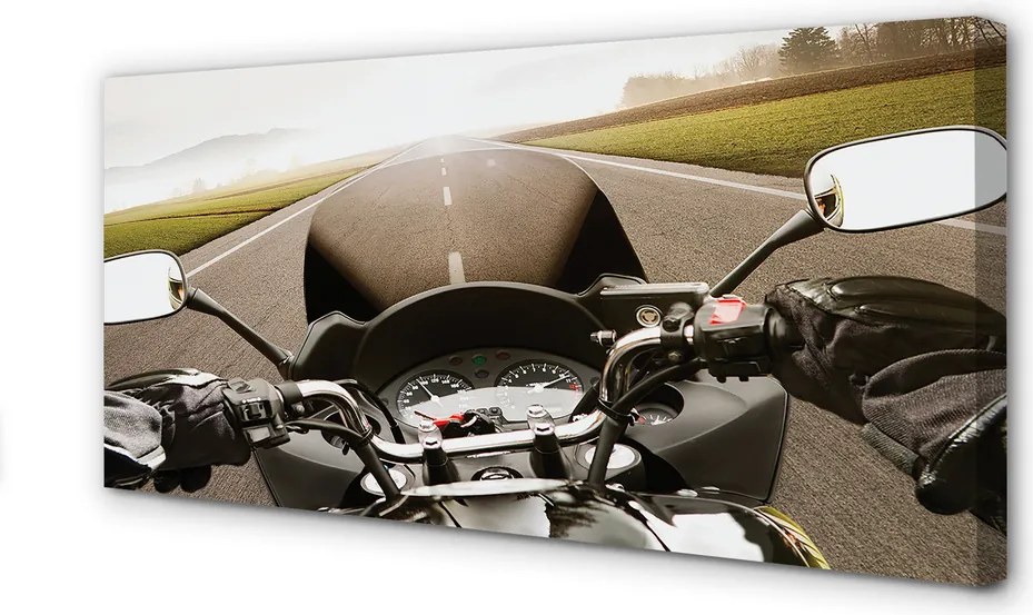 Duży obraz na płótnie Motocykl na Górskiej Trasie