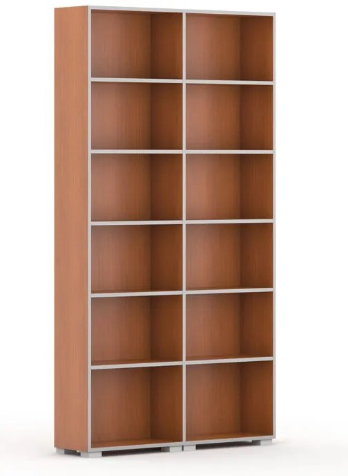 Biblioteka SILVER LINE, 2 kolumny, 2230 x 1200 x 400 mm, czereśnia