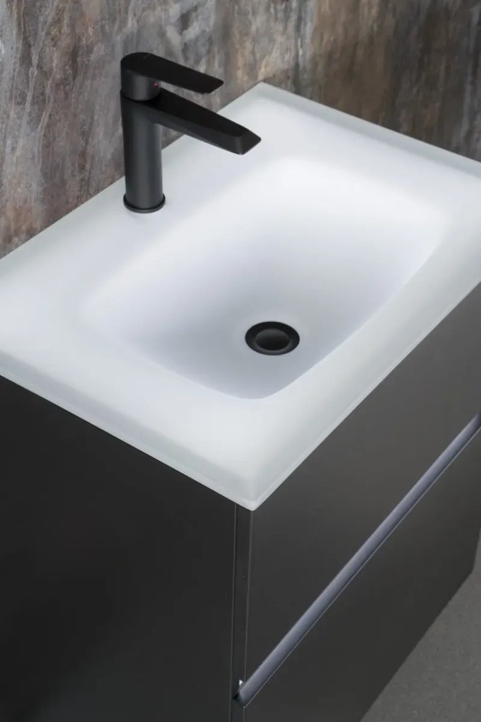 Szafka pod umywalkę NEO 60 cm czarny mat z oświetleniem LED KROFAM