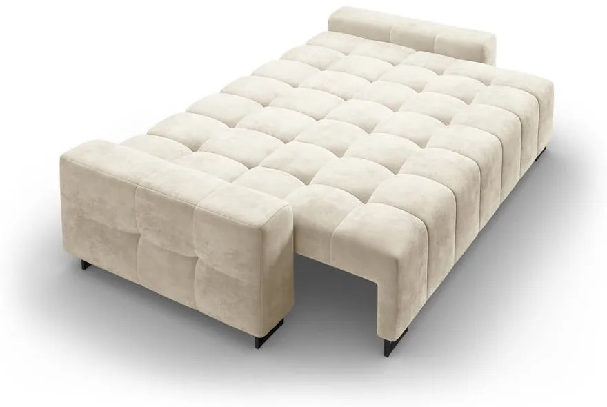 Beżowa aksamitna rozkładana sofa ze schowkiem 250 cm Wicklow – Cosmopolitan Design