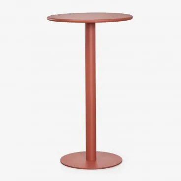 Wysoki Okrągły Stół Ogrodowy Ø60 Cm Z Żelaza Mizzi Terracota - Sklum