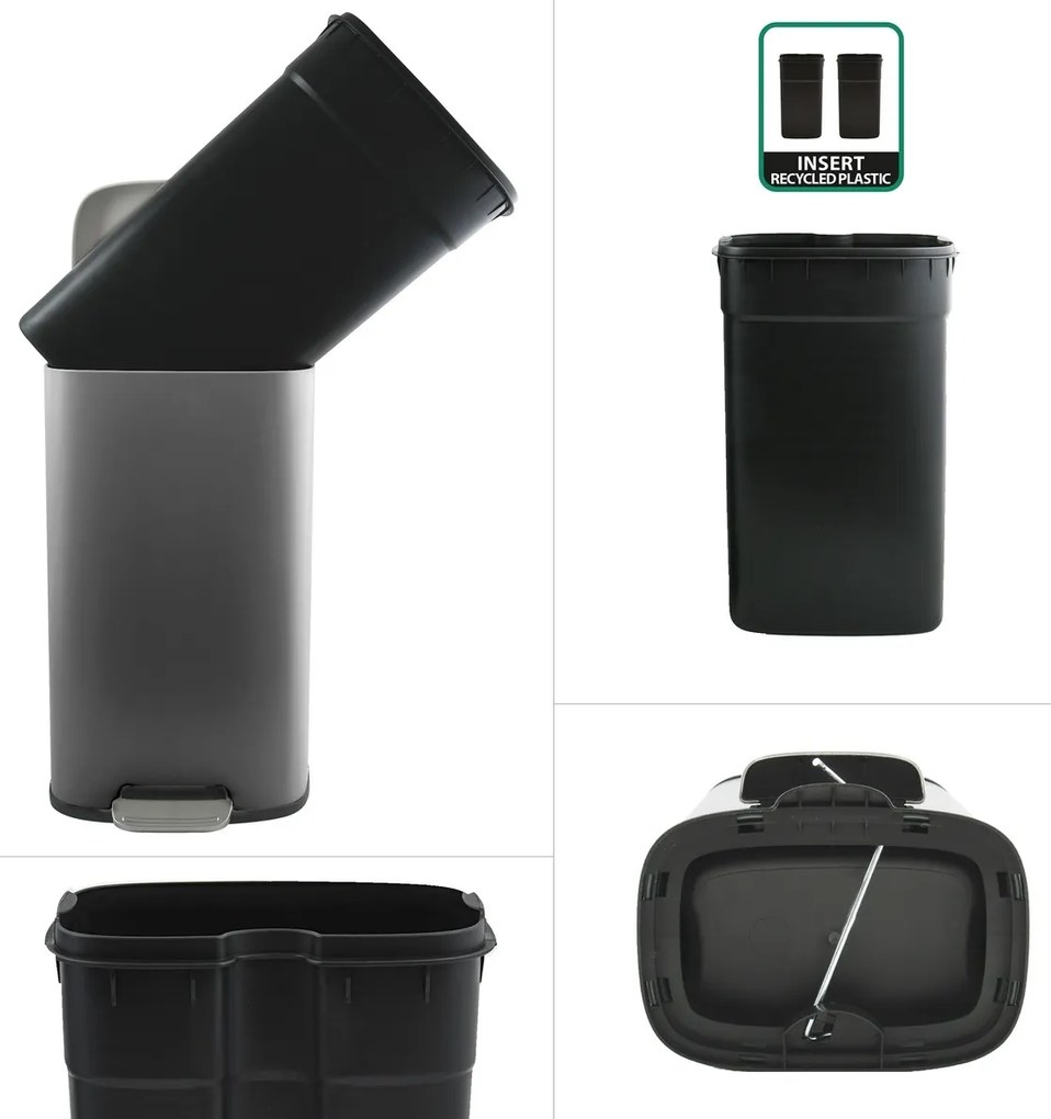 Spirella Kosz na śmieci z pedałem soft-close Akira 50 l, matowy szary, 50 l