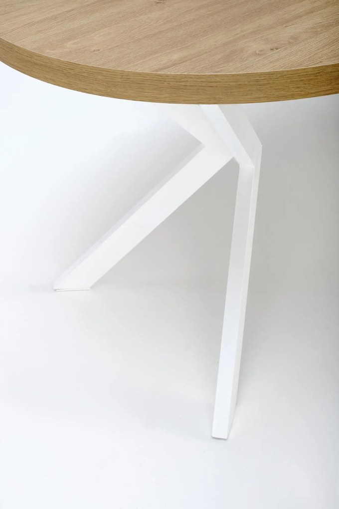 PERONI stół rozkładany fi100-250/100/75 cm dąb złoty biały skandynawski okrągły owalny 4/10 os