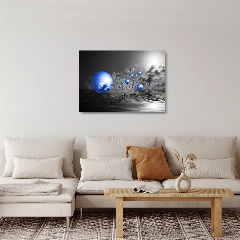 Obraz na szkle - ciemnoniebieskie kule (70x50 cm)