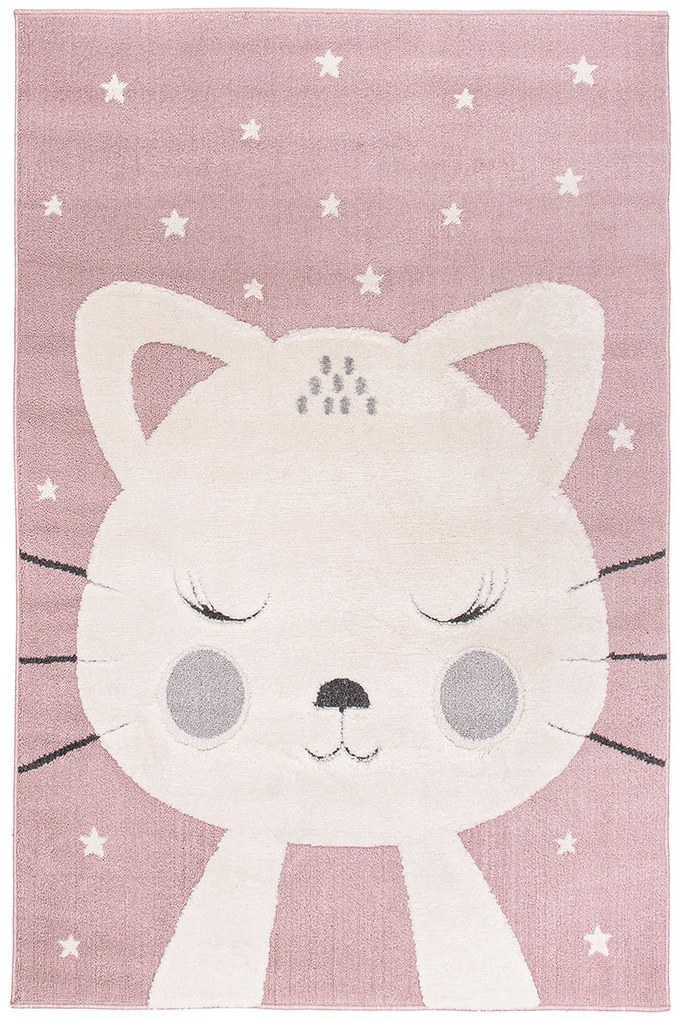 Dywan Skandi Kids Kotek różowy 100x150 Prostokąt