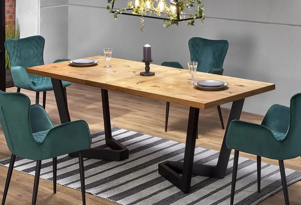 Rozkładany stół w stylu industrialnym Massive jasny dąb