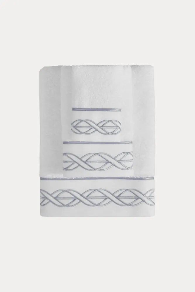 Podarunkowy zestaw ręczników VITA, 3 szt Biały / szary haft