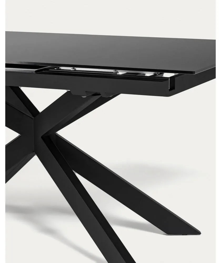 Czarny rozkładany stół ze szklanym blatem 90x210 cm Atminda – Kave Home