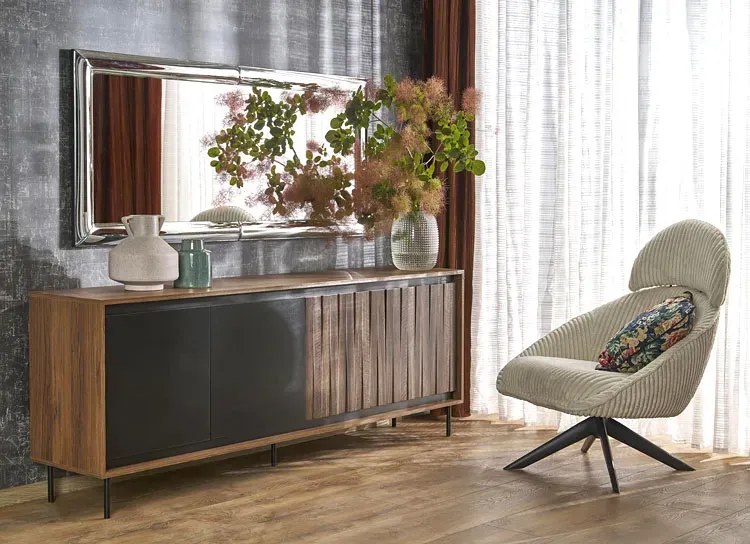 Srebrne prostokątne lustro wiszące T8-E79
