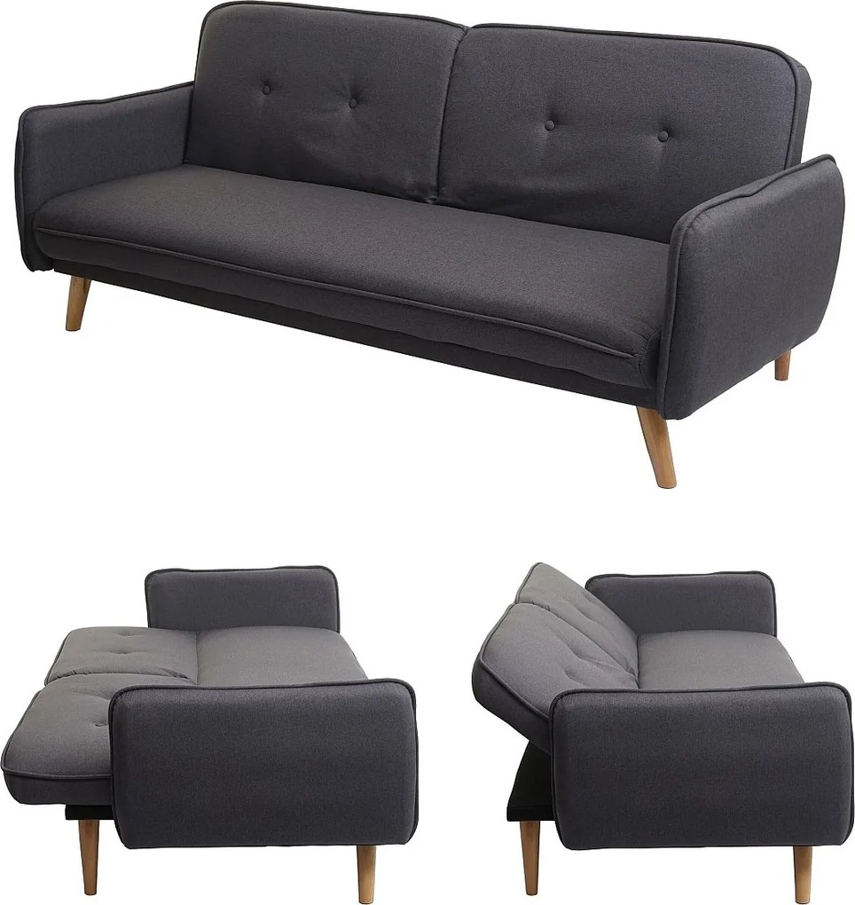 Sofa rozkładana MCW-J18,  antracyt/szary