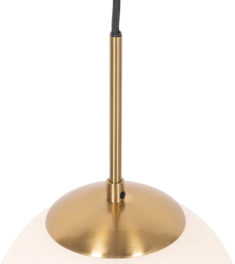 Art Deco hanglamp goud met opaal glas incl. rail adapter zwart 1-fase - Iconic Flore ArtDeco Oswietlenie wewnetrzne