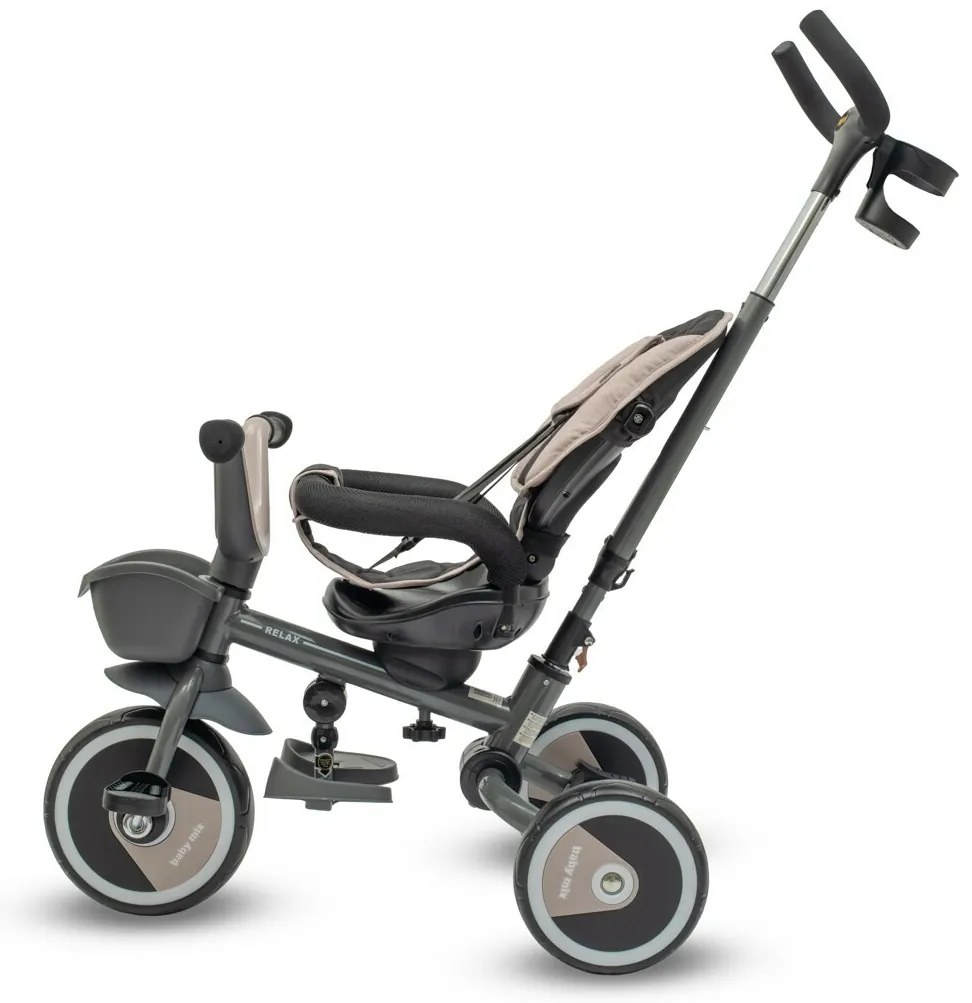 Baby Mix Dziecięcy rowerek trójkołowy 5w1 Relax 365°, beżowy