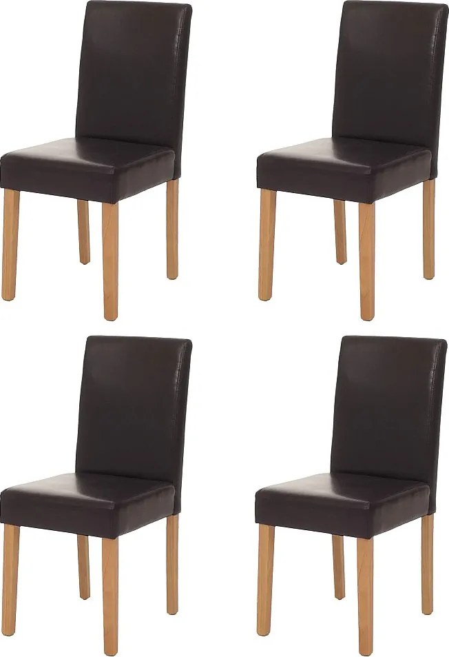 Krzesło do jadalni Littau (zestaw 4 sztuk),  sztuczna skóra, brązowe jasne nogi