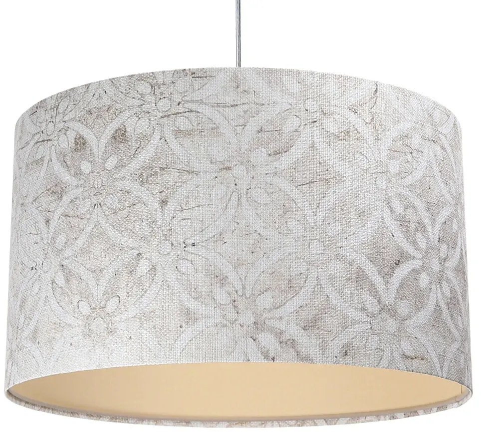 Szaro-kremowa lampa wisząca ze zdobionym abażurem - S363 H3-W69