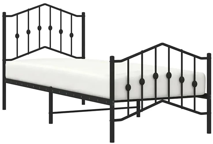 Czarne metalowe łóżko jednoosobowe 80x200 cm - Honta