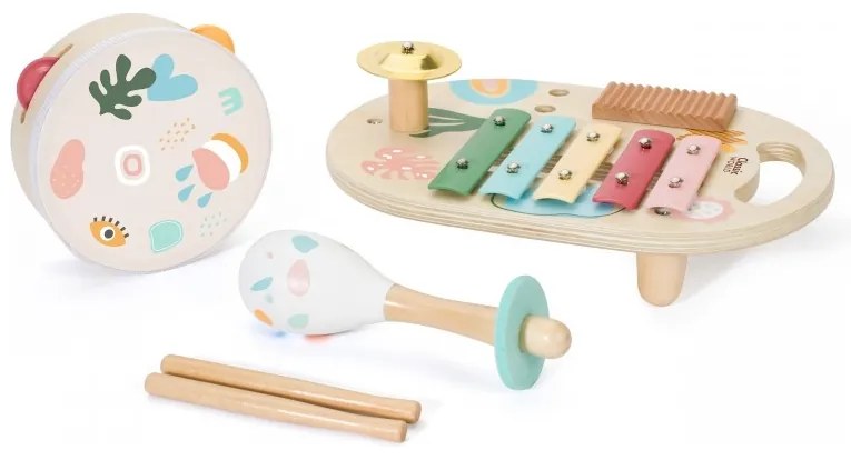 Classic world zestaw instrumenty muzyczne dla dzieci cymbałki bębenek grzechotka 5 el.