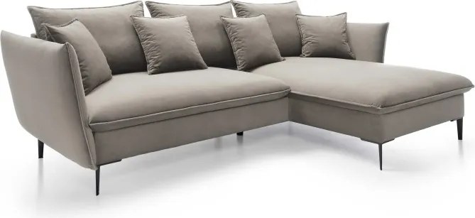 Narożnik GLOSS Prawostronny z funkcją spania, zestaw z poduszkami wolnostojący tkanina RIVIERA 21 Beżowy WERSAL