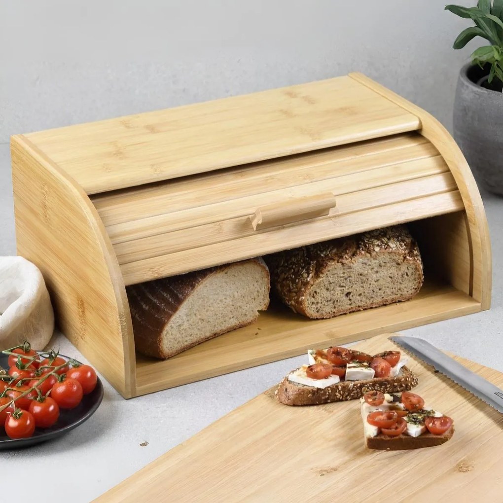 Kesper 58582 Chlebnik z rolowaną pokrywą bambus 40x 17 x 27 cm